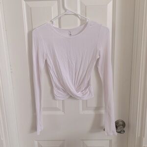 Alo White Long Sleeve Crop Top Size XS